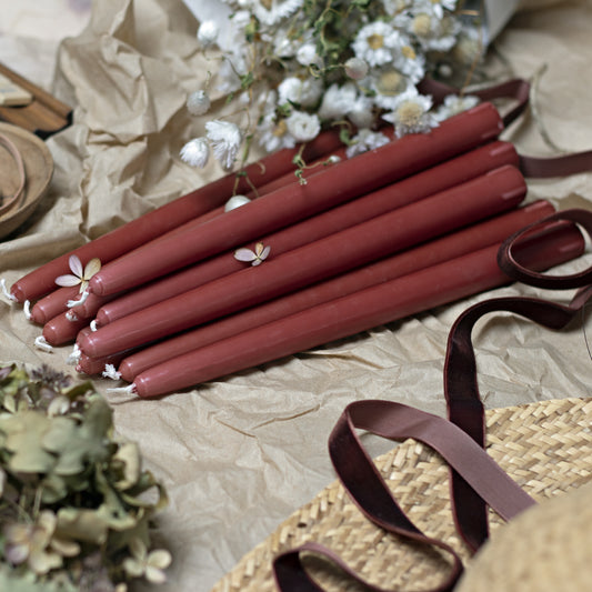 Christina Antikljus 4er-Pack Terracotta I Ø 22 x H 255 mm – 100 % Stearin
