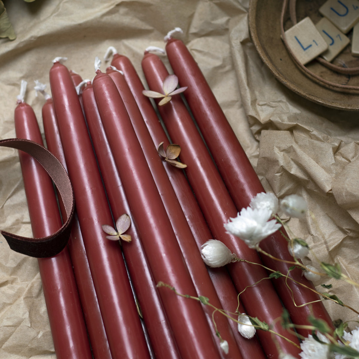 Christina Antikljus 4er-Pack Terracotta I Ø 22 x H 255 mm – 100 % Stearin