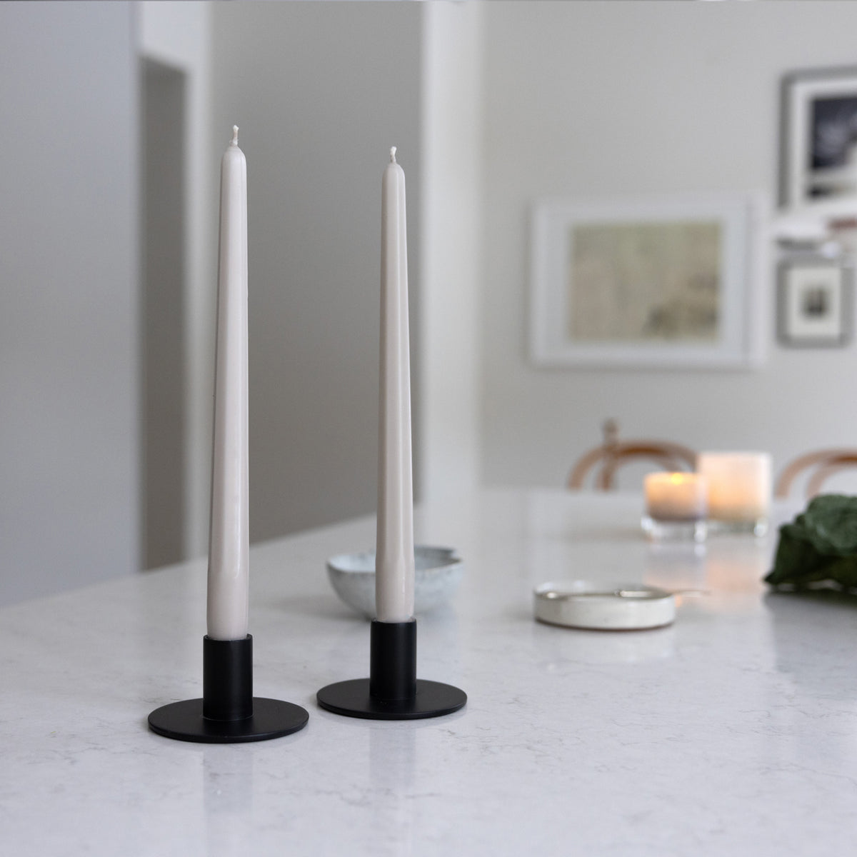 Prismaljus 4er-Pack Nebelgrau I Achteckiges Design I Ø 21 x H 280 mm