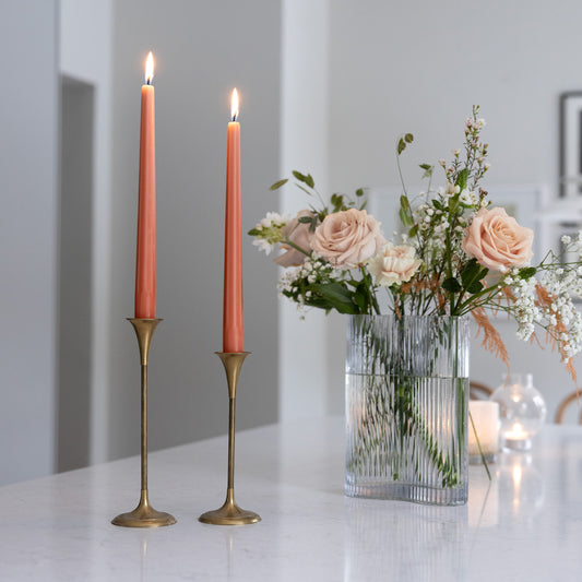 Prismaljus 4er-Pack Apricot I Achteckiges Design I Ø 21 x H 280 mm