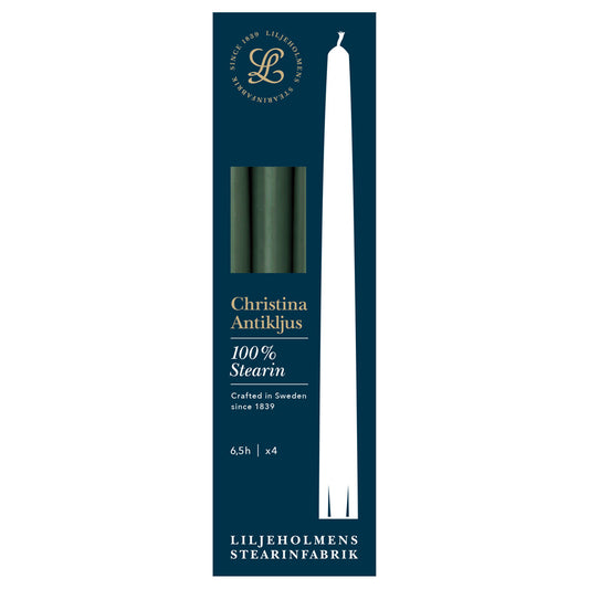Christina Antikljus 4er-Pack Tannengrün I Ø 22 x H 255 mm – 100 % Stearin