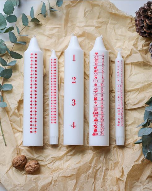 Adventskalenderljus Maxi Allmoge - Adventskerze aus 100 % Stearin