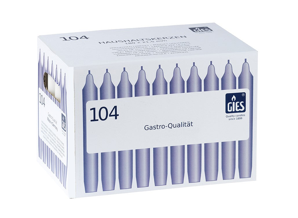 Haushaltskerzen Weiß – 104er Karton | Ø 21,5 x H 180 mm