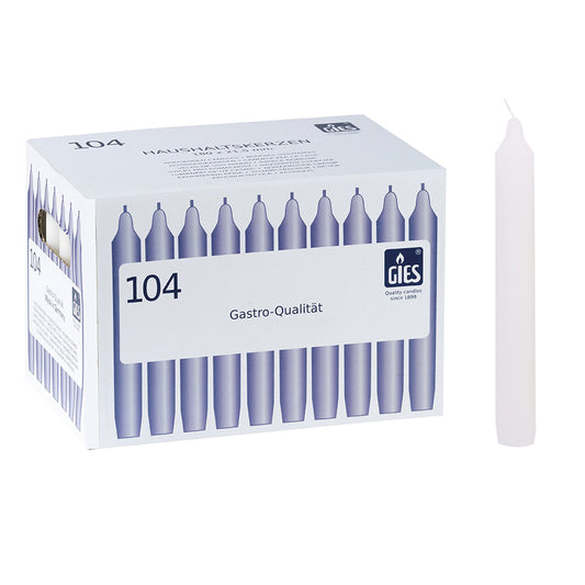 Haushaltskerzen Weiß – 104er Karton | Ø 21,5 x H 180 mm