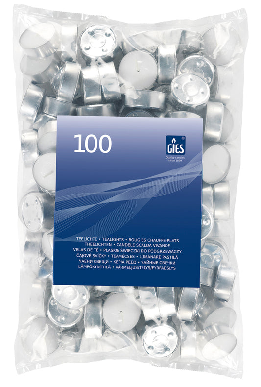Gies Premium-Lichte Weiß – 40er Beutel | Ø 38 mm | 6 Stunden Brenndauer