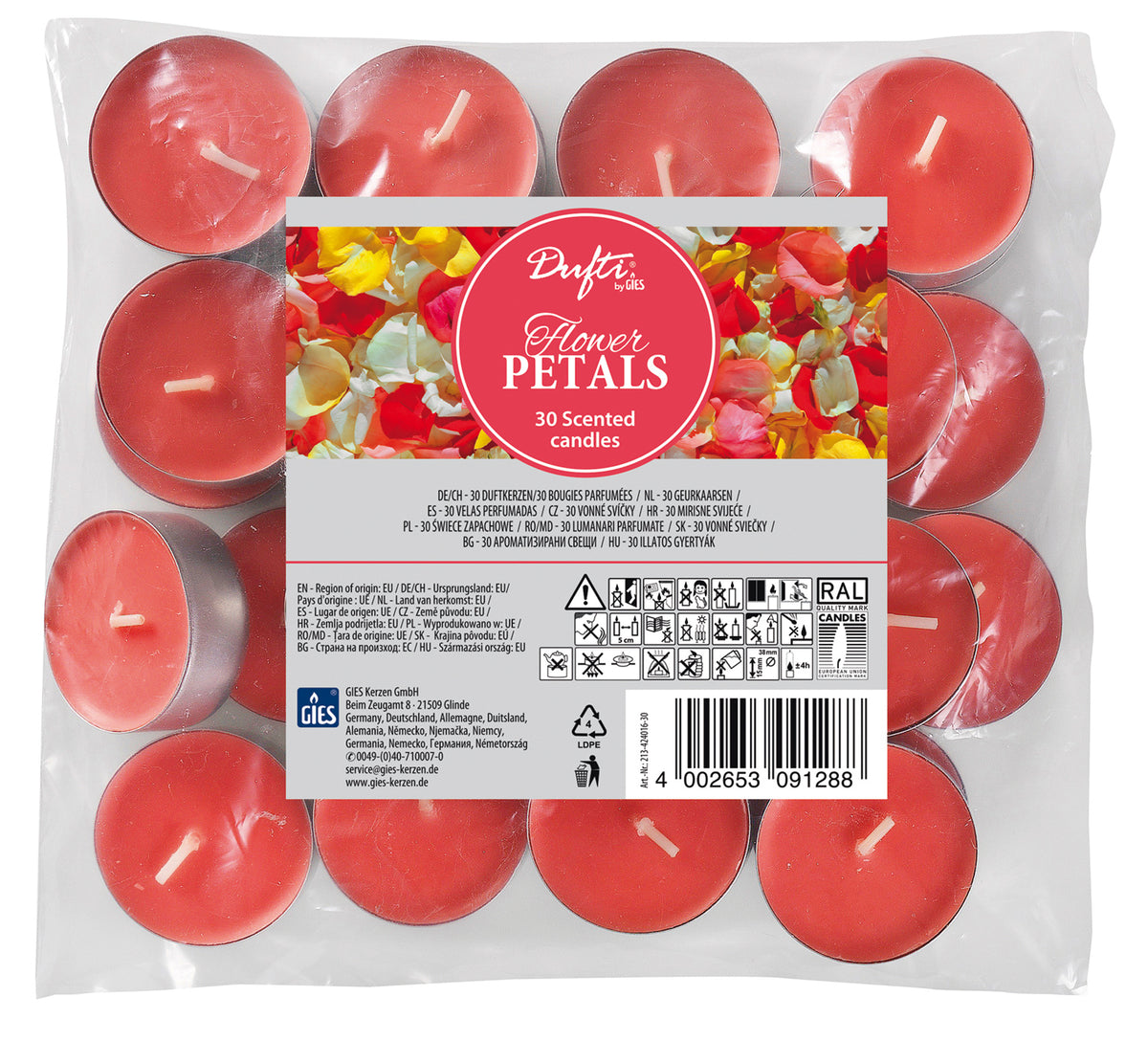 Dufti by Gies Duftlichte Flower Petals – 30er Beutel | Ø 38 mm | 4 Stu ...