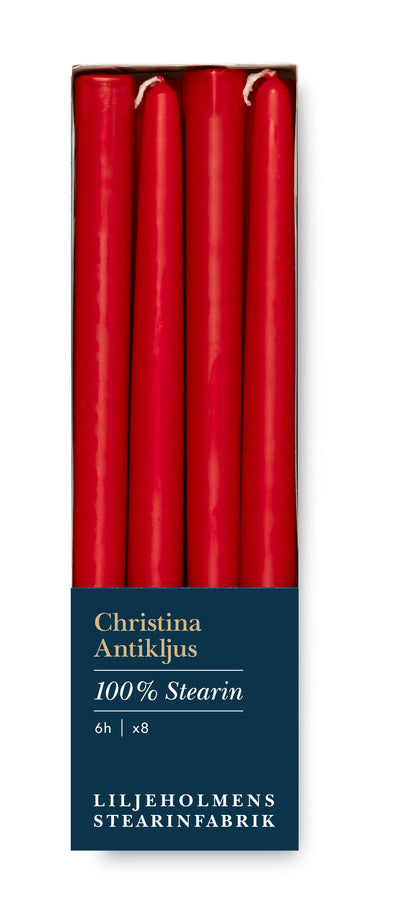 Christina Antikljus 8er-Pack Rot I Ø 22 x H 255 mm – 100 % Stearin