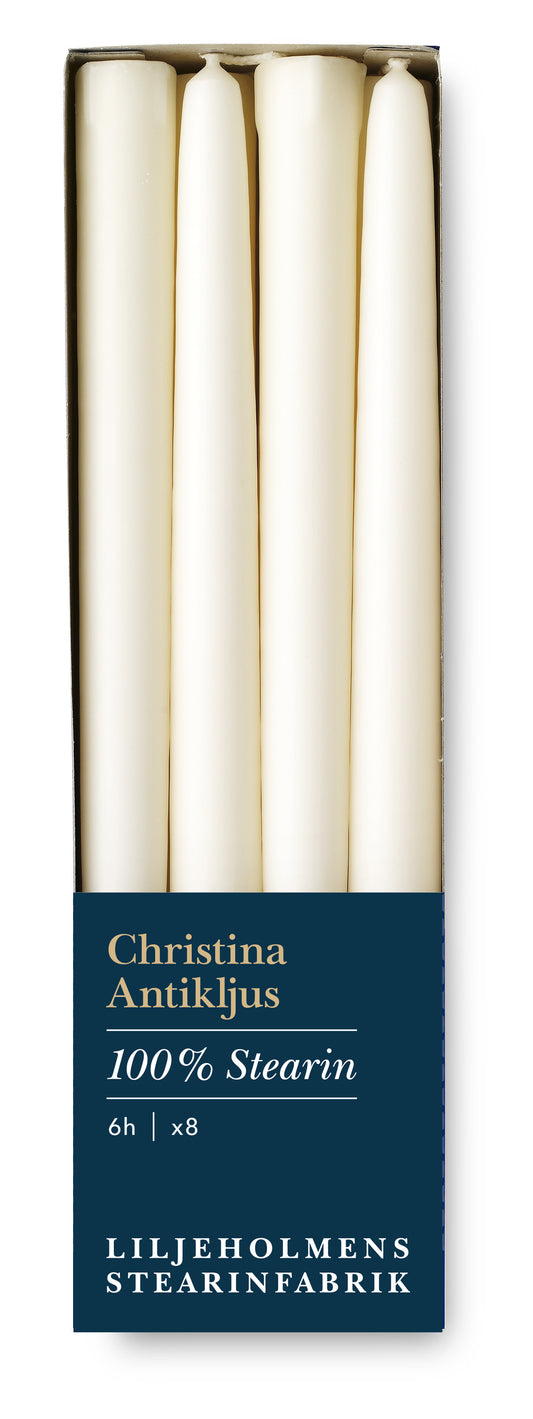 Christina Antikljus 8er-Pack Crème I Ø 22 x H 255 mm – 100 % Stearin