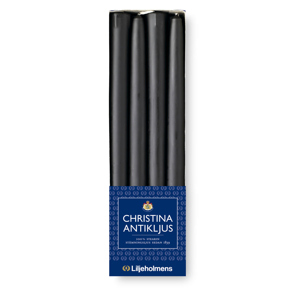 Christina Antikljus 8er-Pack Schwarz I Ø 22 x H 255 mm – 100 % Stearin