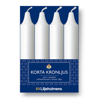 Kurze Kronljus 4er-Pack Weiß I Ø 23 x H135 mm – 100 % Stearin