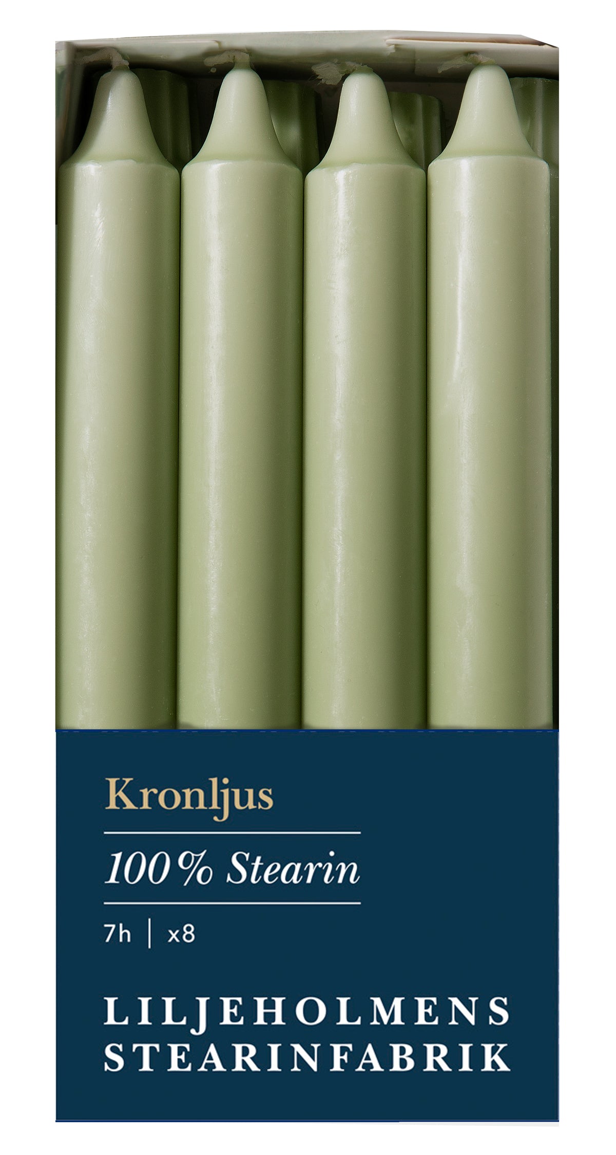 Kronljus Stabkerze 8er-Pack Pistazie I Ø 23 x H 200 mm – 100 % Stearin