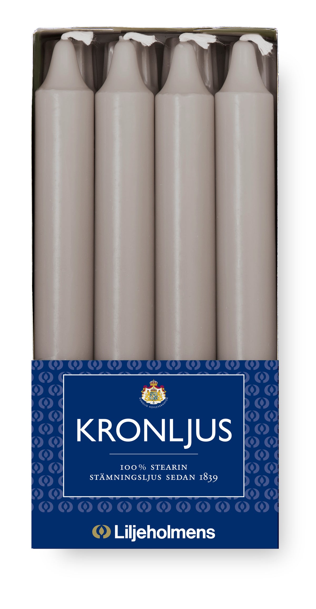 Kronljus Stabkerzen Nebelgrau – 8er-Pack I Ø 23 x H 200 mm – 100 % Stearin