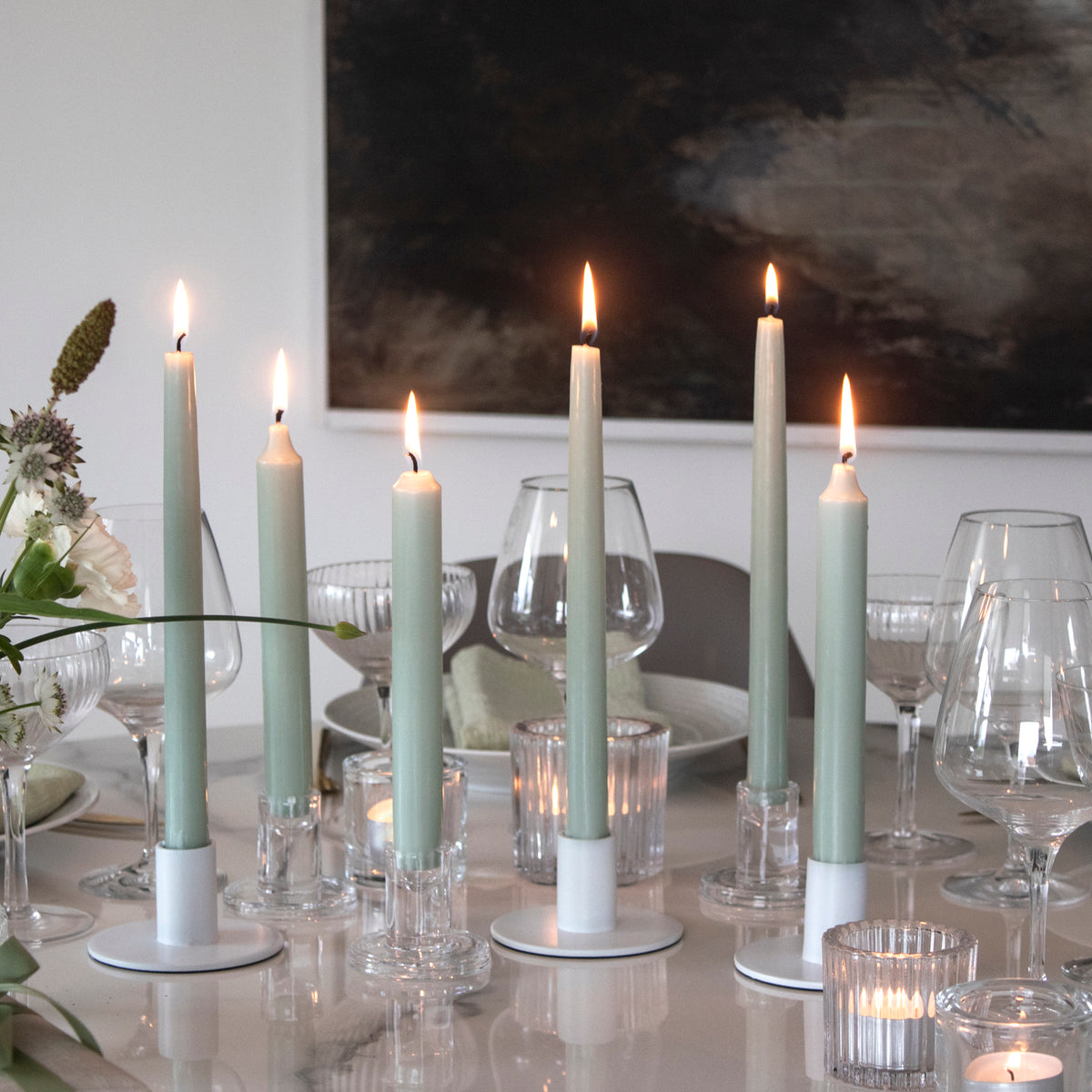 Kronljus Stabkerze 8er-Pack Salbei I Ø 23 x H200 mm – 100 % Stearin