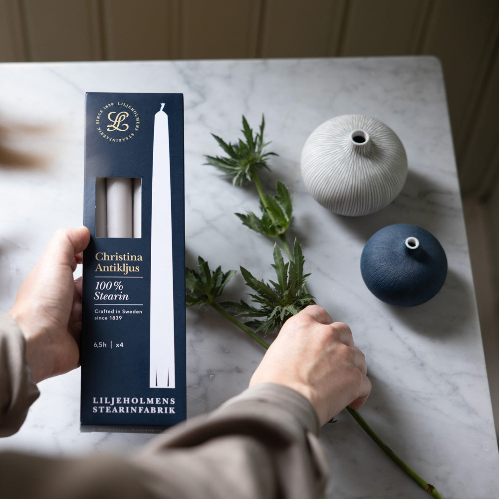 Christina Antikljus 4er-Pack Nebelgrau I Ø 22 x H 255 mm – 100 % Stearin