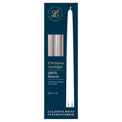 Christina Antikljus 4er-Pack Nebelgrau I Ø 22 x H 255 mm – 100 % Stearin