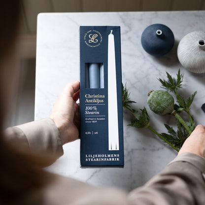 Christina Antikljus 4er-Pack Taubenblau I Ø 22 x H 255 mm – 100 % Stearin