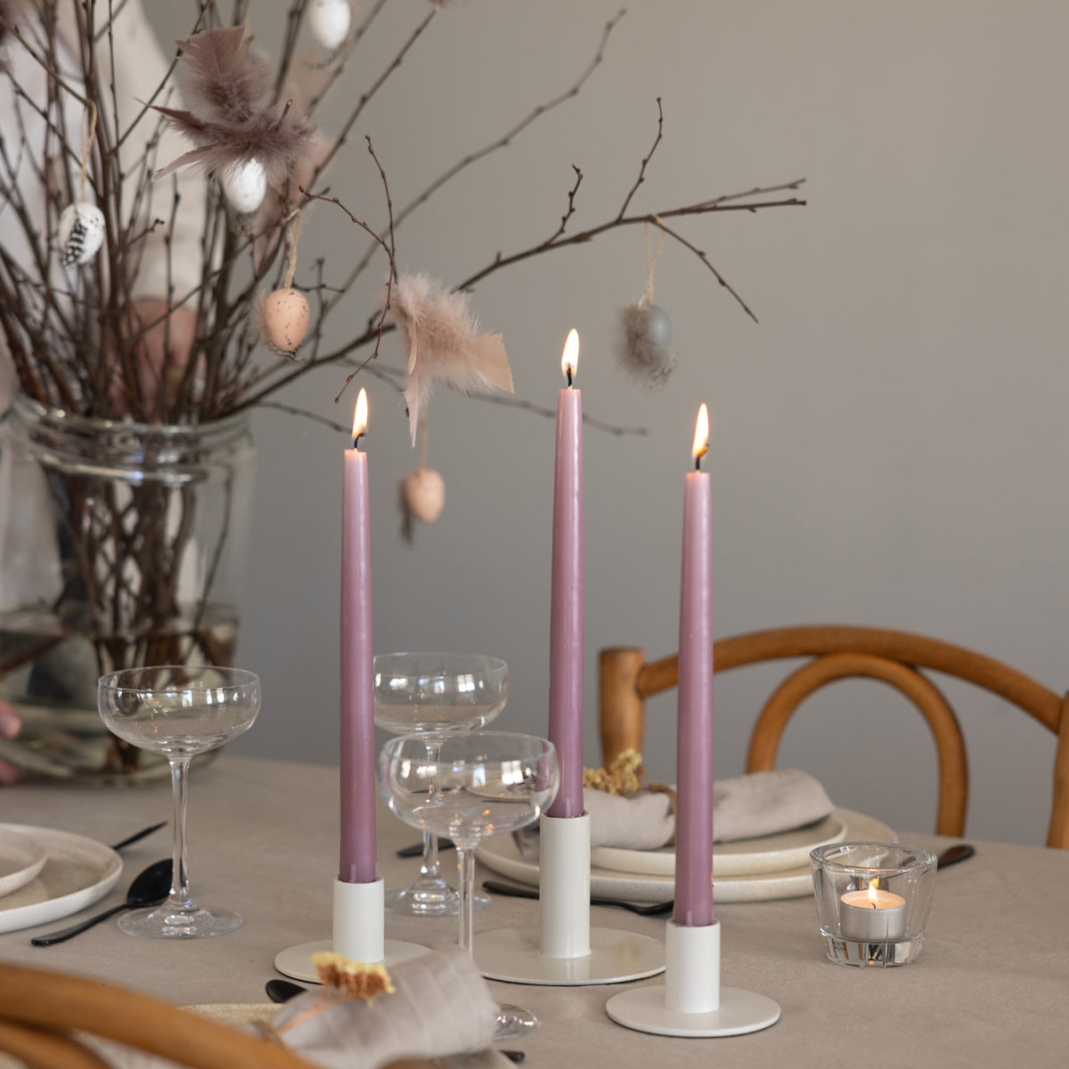 Christina Antikljus 4er-Pack Malve I Ø 22 x H255 mm – 100 % Stearin