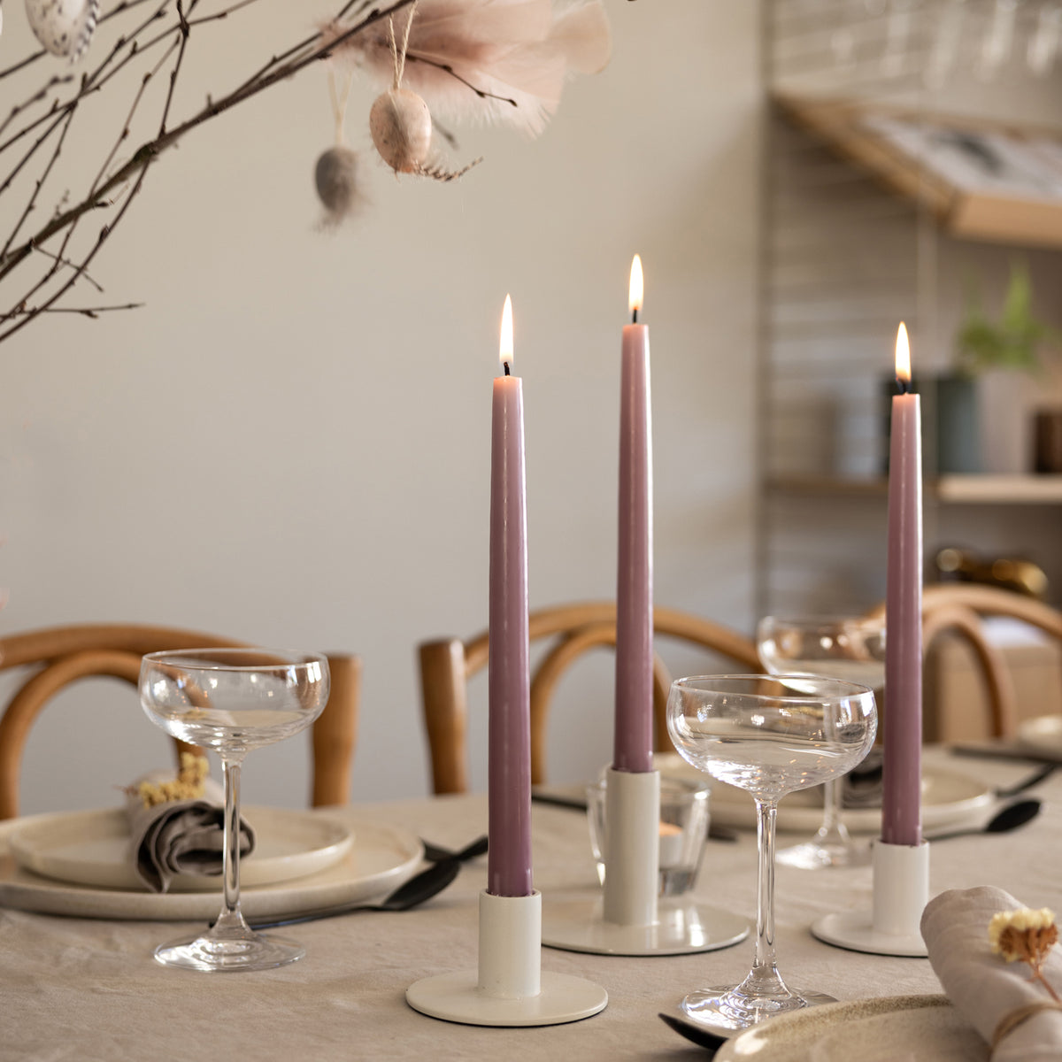 Christina Antikljus 4er-Pack Malve I Ø 22 x H255 mm – 100 % Stearin