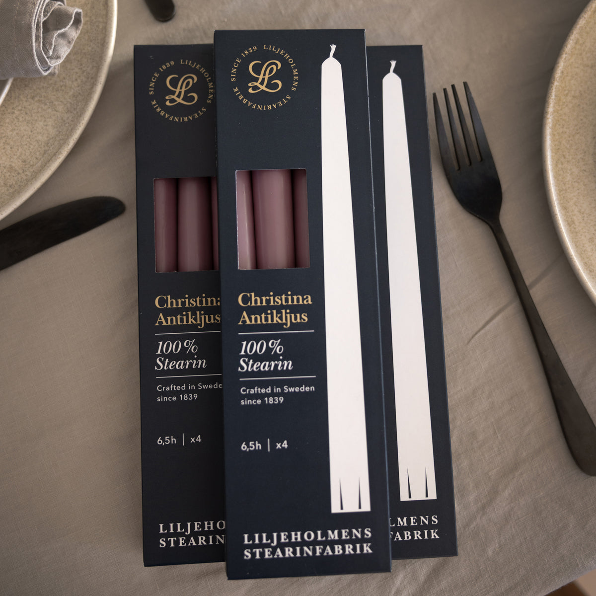 Christina Antikljus 4er-Pack Malve I Ø 22 x H255 mm – 100 % Stearin