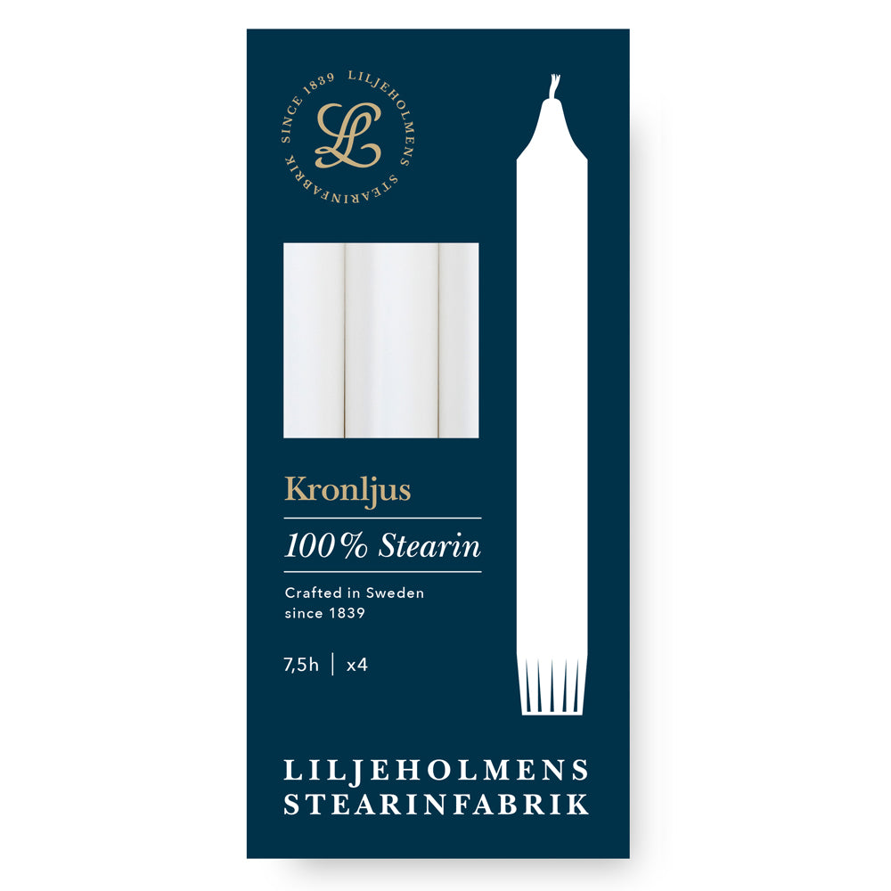 Kronljus Stabkerzen Weiß - 4er-Pack I Ø 23 x H 200 mm – 100 % Stearin