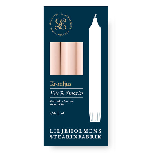 Kronljus Stabkerzen Rosé – 4er Pack I Ø 23 x H 200 mm – 100 % Stearin