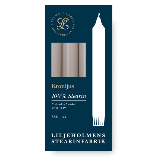Kronljus Stabkerzen Nebelgrau – 4er Pack I Ø 23 x H 200 mm – 100 % Stearin