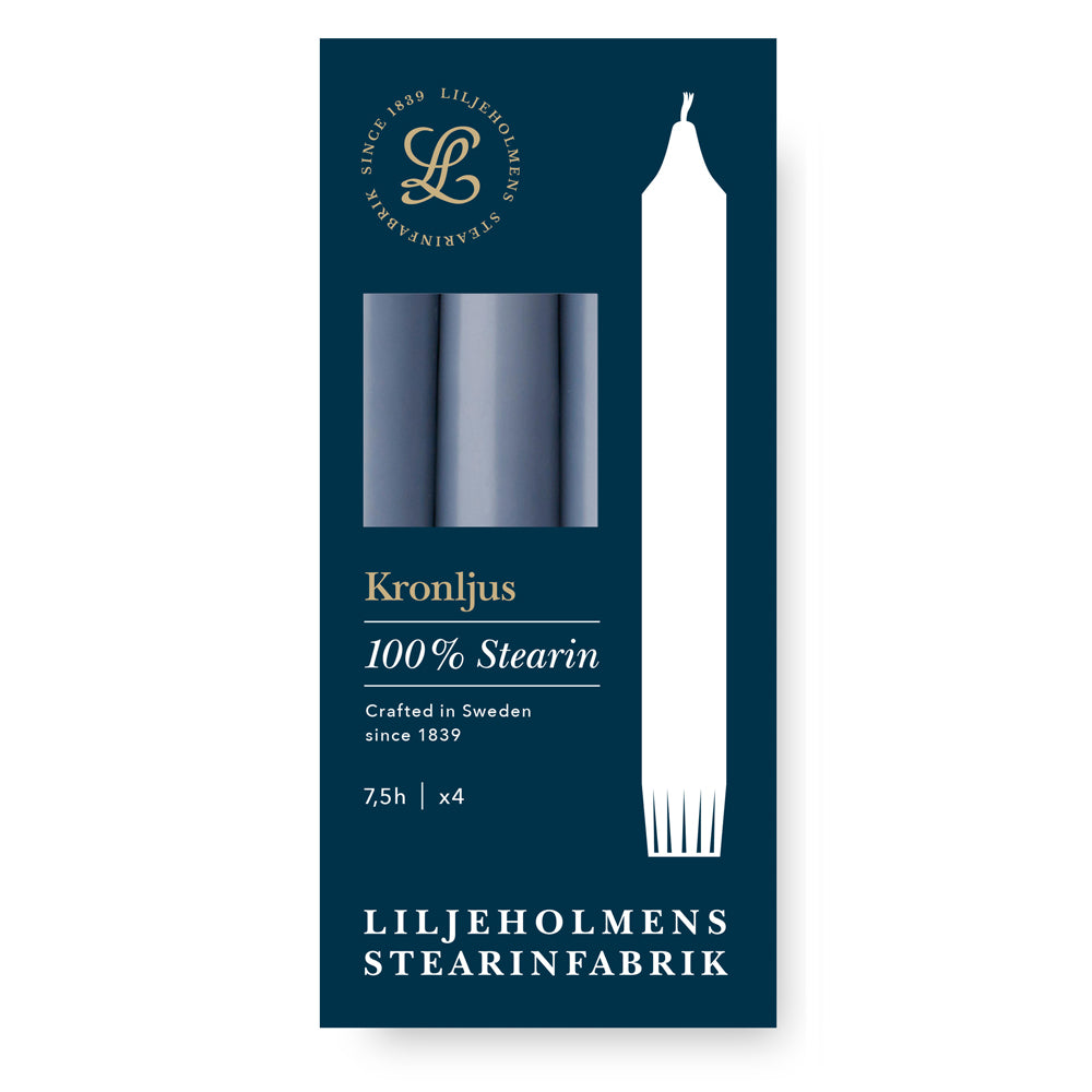 Kronljus Stabkerzen Taubenblau - 4er-Pack I Ø 23 x H200 mm – 100 % Stearin