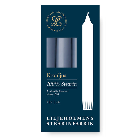 Kronljus Stabkerzen Taubenblau - 4er-Pack I Ø 23 x H200 mm – 100 % Stearin