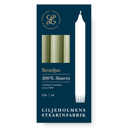 Kronljus Stabkerzen Pistazie -  4er-Pack I Ø 23 x H 200 mm – 100 % Stearin