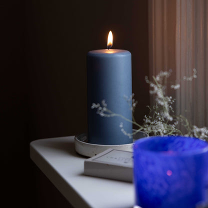Blockkerze Taubenblau I Ø 68 x H150 mm – 100 % Stearin