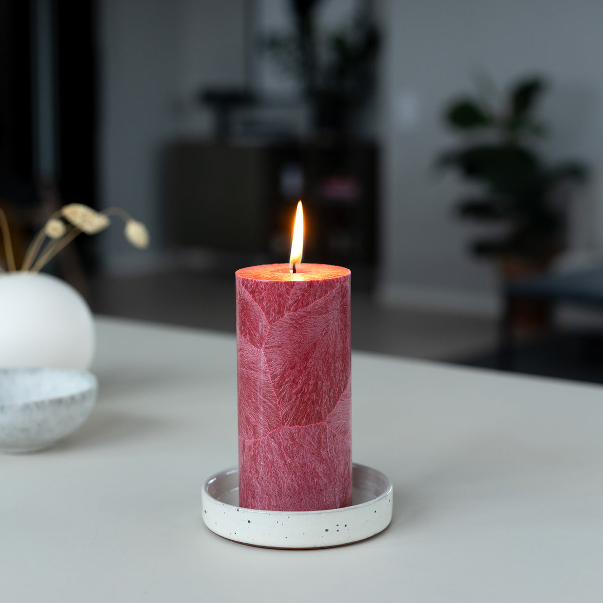 Shea-Blockljus Rot I Ø 67 x H150 mm – nachhaltige Eleganz