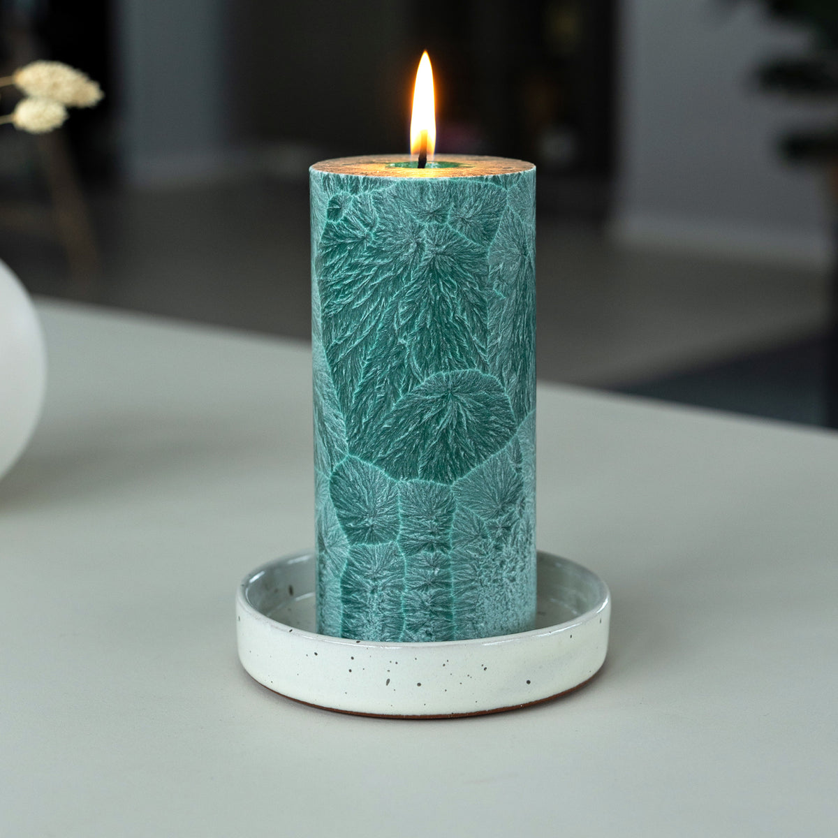 Shea Blockkerze Tannengrün I Ø 67 x H150 mm – nachhaltige Eleganz