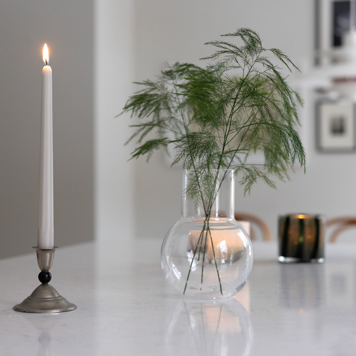 Prismaljus 4er-Pack Nebelgrau I Achteckiges Design I Ø 21 x H 280 mm