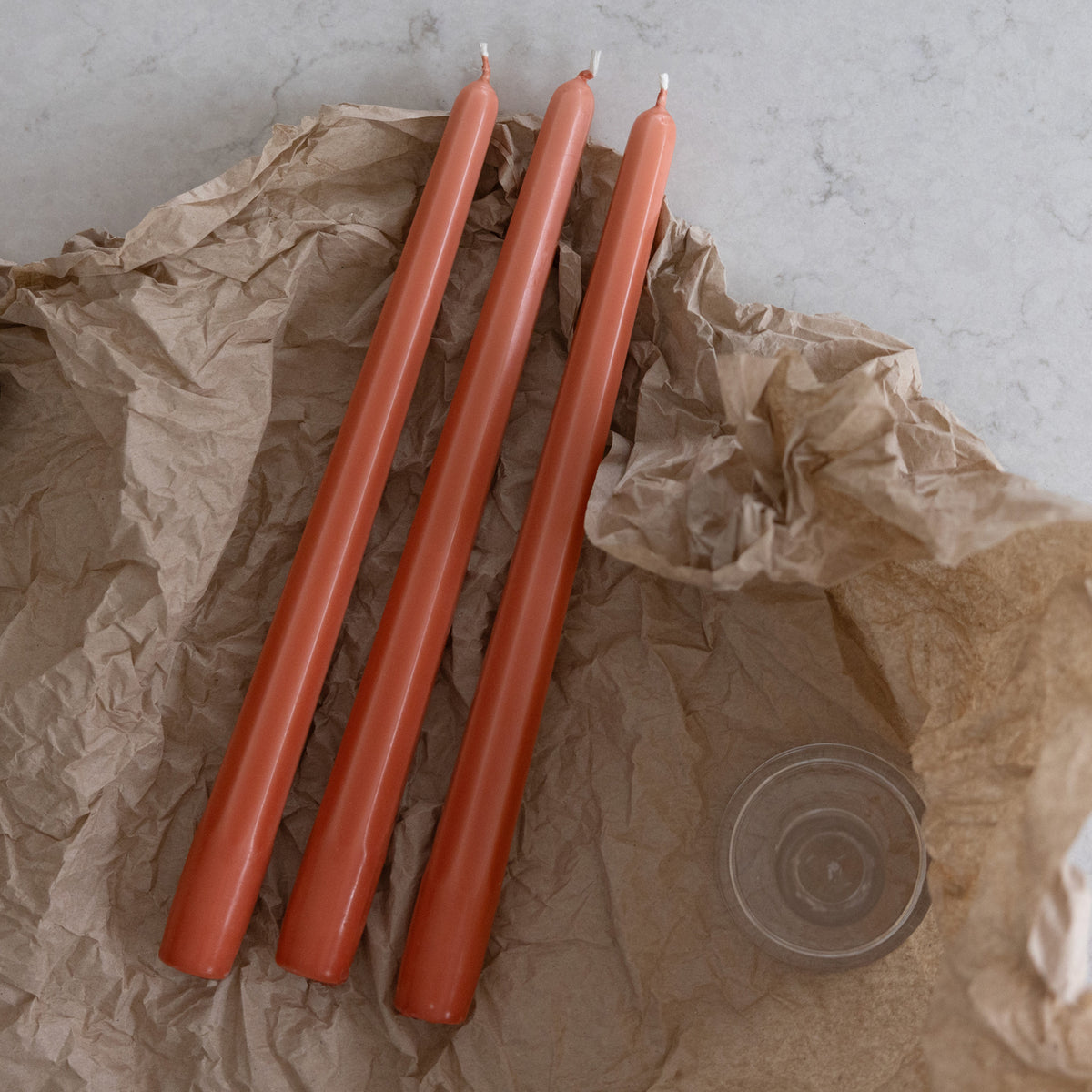 Prismaljus 4er-Pack Apricot I Achteckiges Design I Ø 21 x H 280 mm