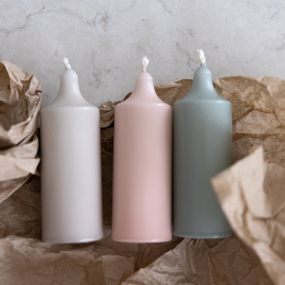 Kupéljus 4er-Pack Nebelgrau | Teelichtformat Ø 38 mm x H 110 mm
