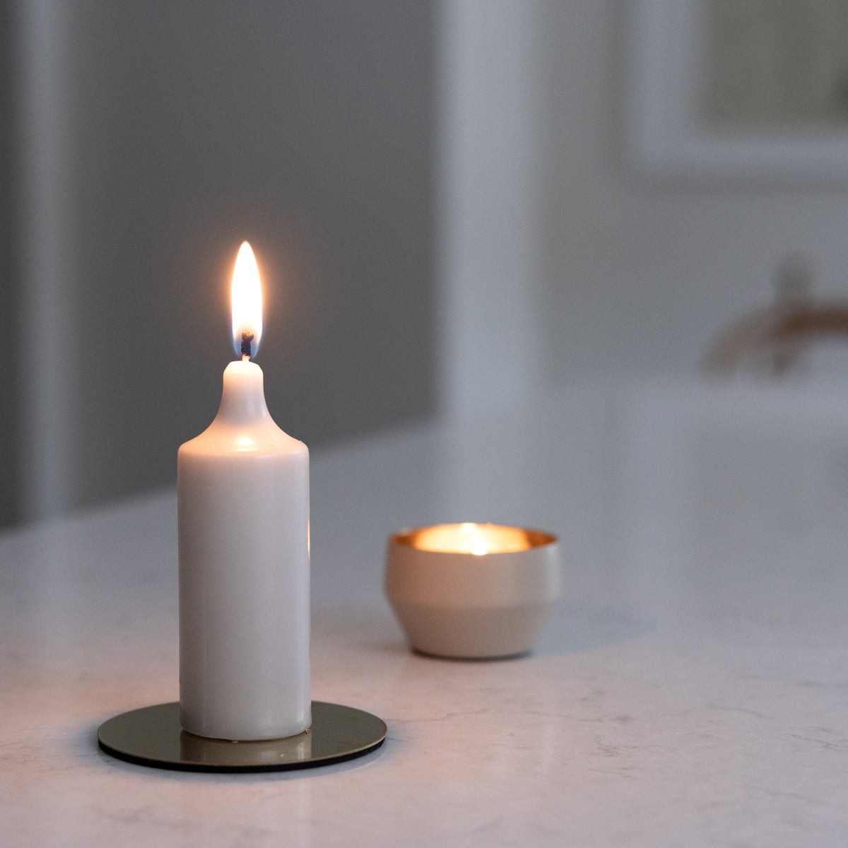 Kupéljus 4er-Pack Nebelgrau | Teelichtformat Ø 38 mm x H 110 mm