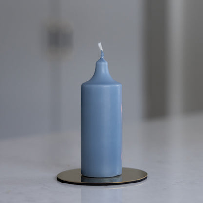 Kupéljus 4er-Pack Taubenblau I Teelichtformat Ø 38 mm x H 110 mm