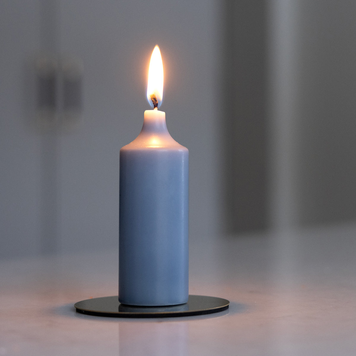 Kupéljus 4er-Pack Taubenblau I Teelichtformat Ø 38 mm x H 110 mm