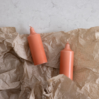 Kupéljus 4er-Pack Apricot | Teelichtformat Ø 38 mm x H 110 mm