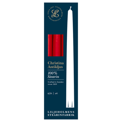 Christina Antikljus 4er-Pack Rot I Ø 22 x H 255 mm – 100 % Stearin