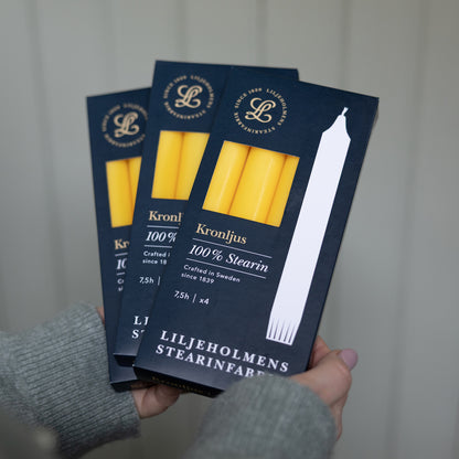 Kronljus Stabkerzen Gelb – 4er Pack I Ø 23 x H 200 mm – 100 % Stearin