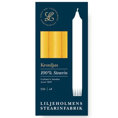 Kronljus Stabkerzen Gelb – 4er Pack I Ø 23 x H 200 mm – 100 % Stearin