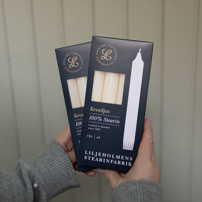 Kronljus Stabkerzen Crème – 4er Pack I Ø 23 x H 200 mm – 100 % Stearin