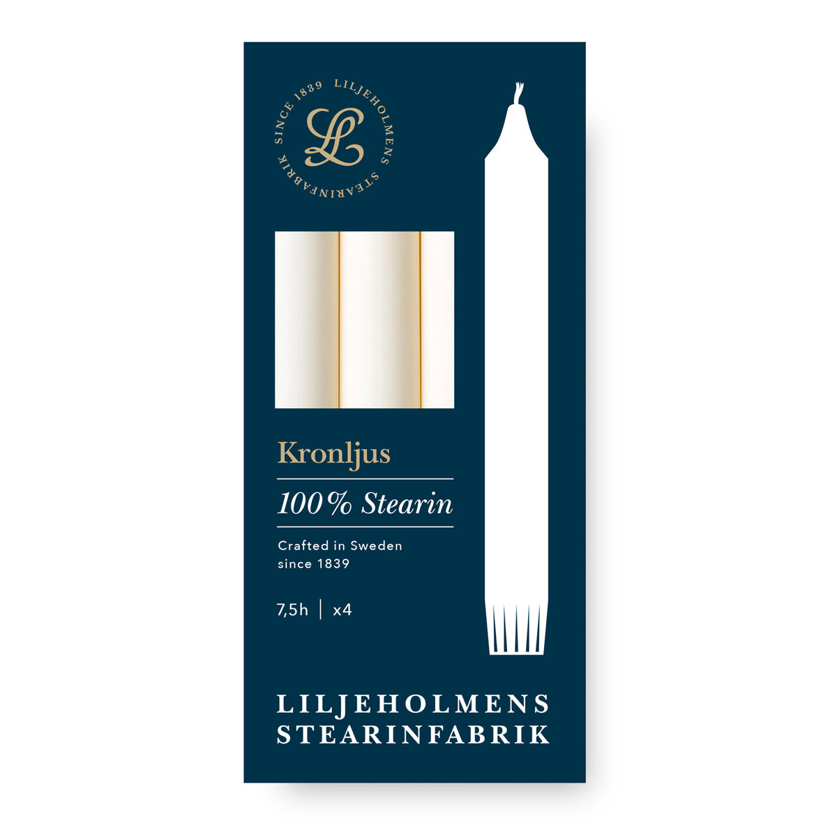 Kronljus Stabkerzen Crème – 4er Pack I Ø 23 x H 200 mm – 100 % Stearin