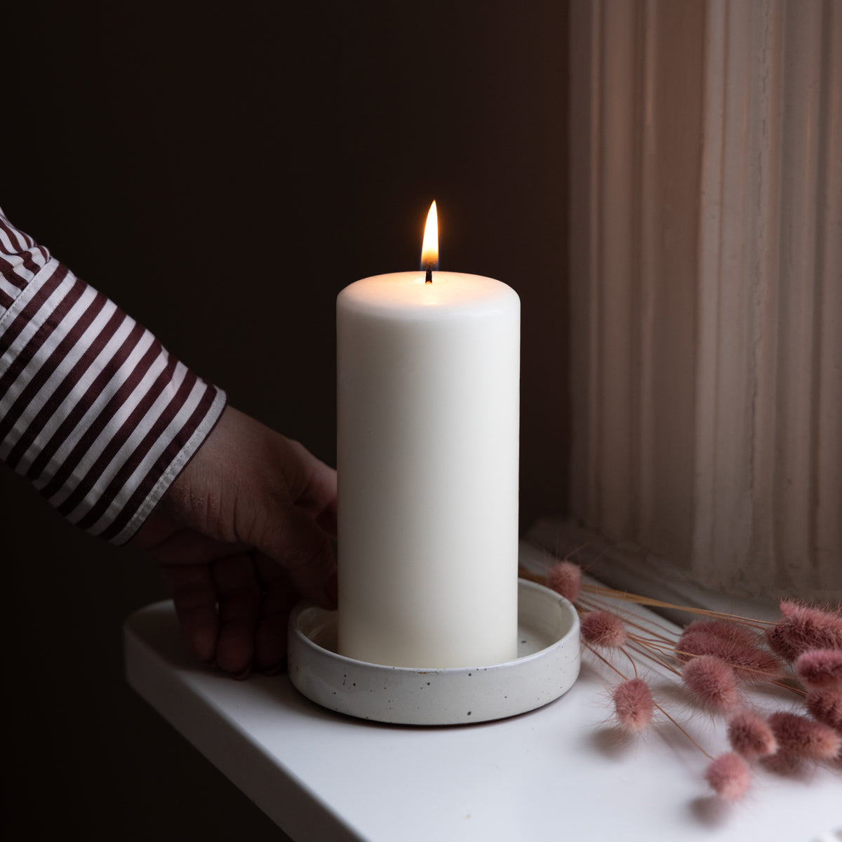 Blockkerze Crème Ø 58x130 mm - 100% Stearin