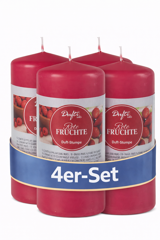 4 Duft-Stumpenkerze Red Fruits | 110 x 58 mm