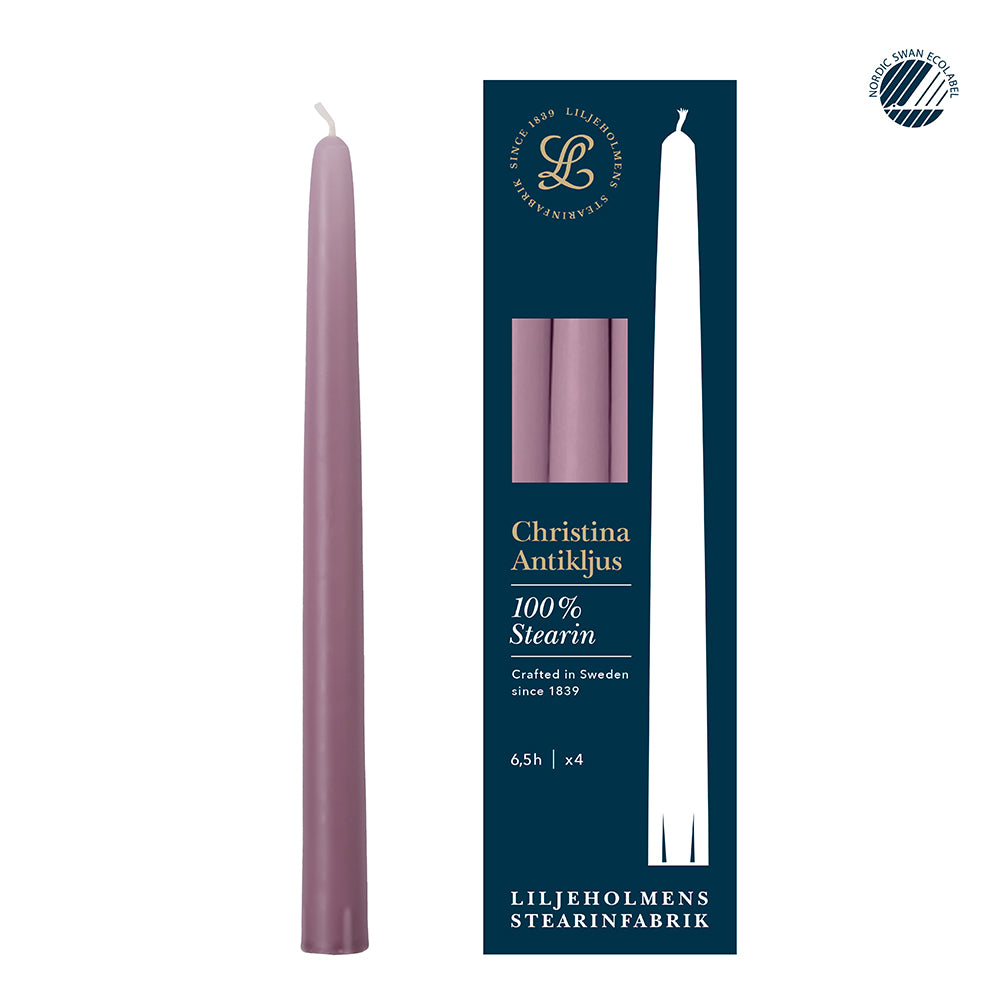 Christina Antikljus 4er-Pack Malve I Ø 22 x H255 mm – 100 % Stearin