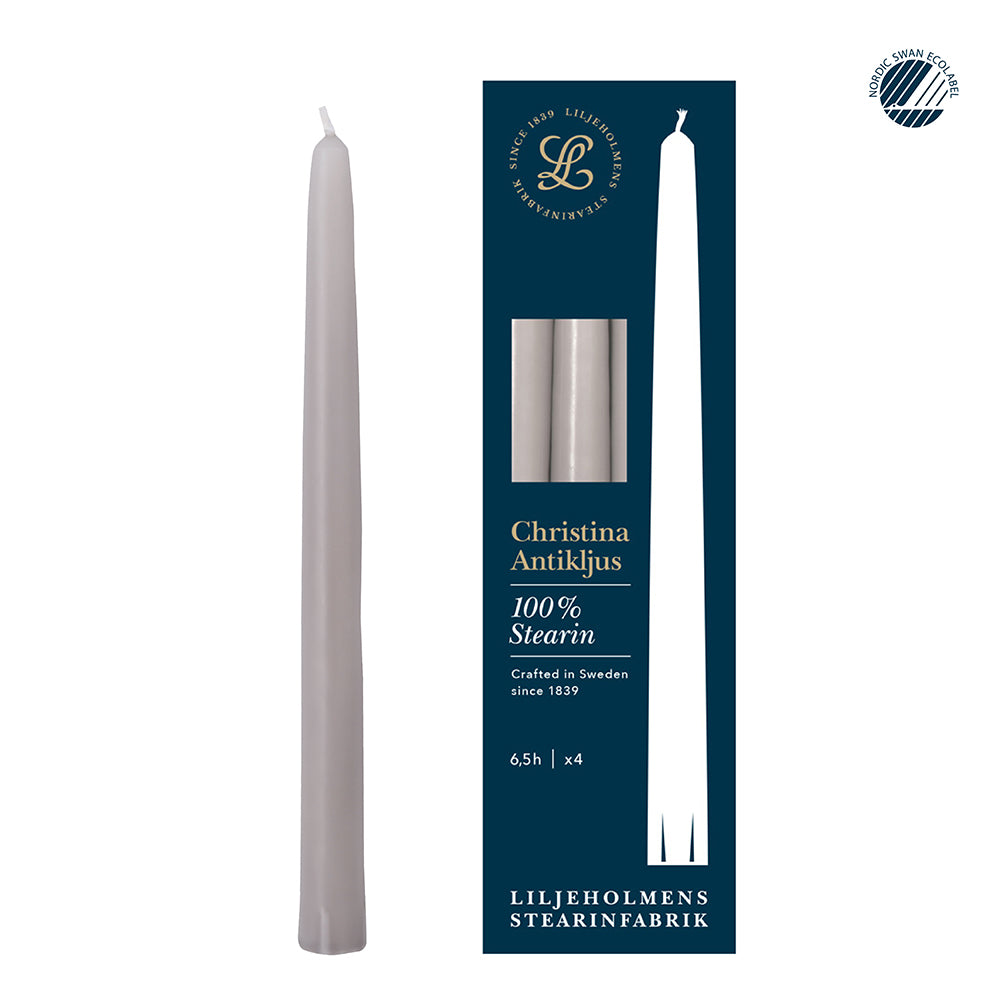 Christina Antikljus 4er-Pack Nebelgrau I Ø 22 x H 255 mm – 100 % Stearin