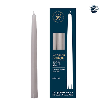 Christina Antikljus 4er-Pack Nebelgrau I Ø 22 x H 255 mm – 100 % Stearin