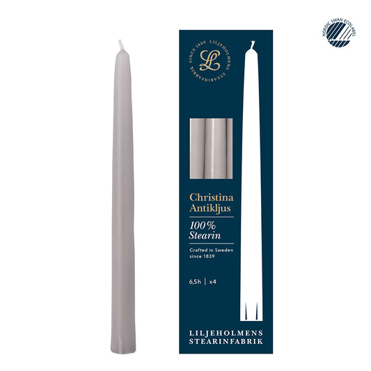 Christina Antikljus 4er-Pack Nebelgrau I Ø 22 x H 255 mm – 100 % Stearin